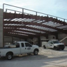 Front view of airside opening with crew vehicles.