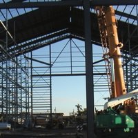 Steel erection in progress.